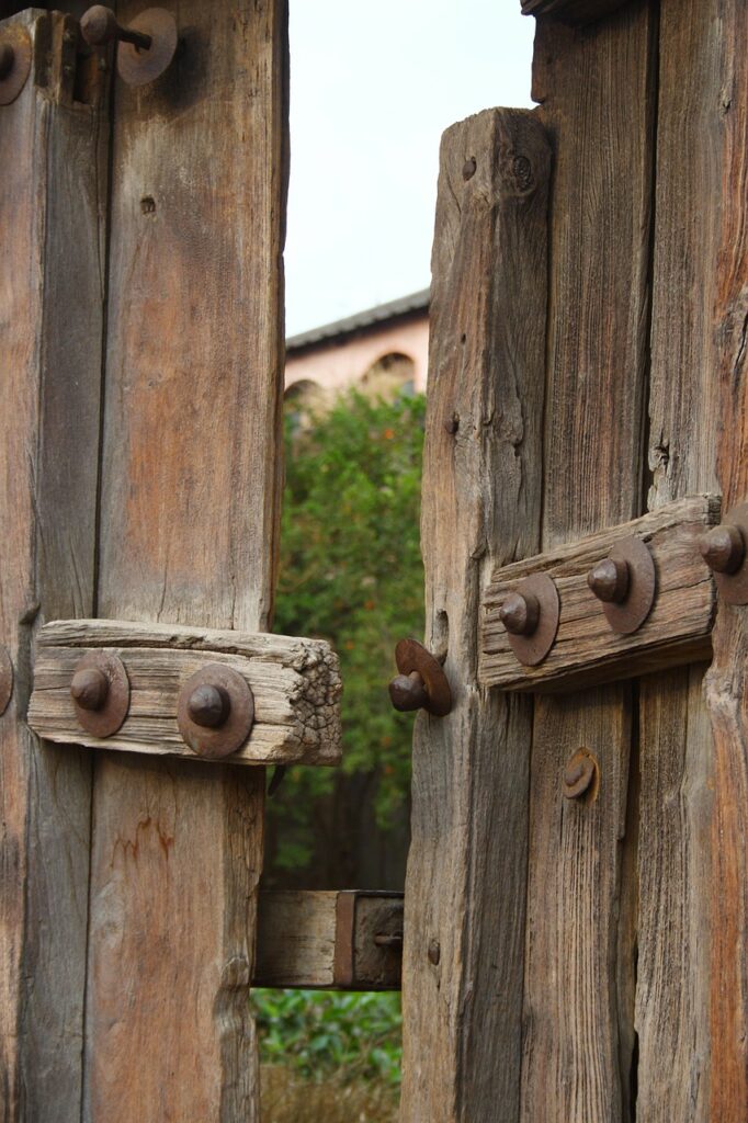 old door, wooden door, gate